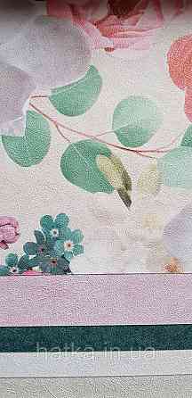 Шпалери вінілові на флізеліні гарячого тиснення Sintra Atmosphere квіти троянди червоні бузкові сірі 512234 Київ