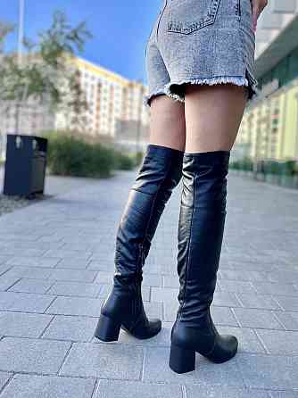 Nivelle Ботфорти жіночі з натуральної шкіри зимові чорні на підборах, теплі 5365/6004-6040 р. 3 Коломыя