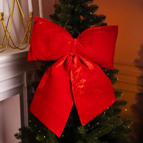 Yiwu Оксамитовий бант для декору на ялинку 55×70 (см) Червоний CR-2-13 Коломия