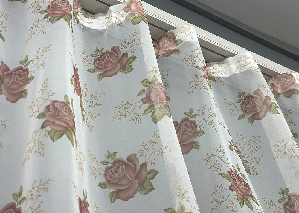 Тюль VR-Textil 1808т Шифон с принтом Белый с пудровым 300х270 см (40-643) Киев - изображение 8