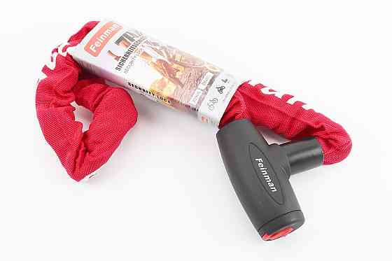 Замок протиугінний ланцюговий 900х8мм під ключ, червоний Київ