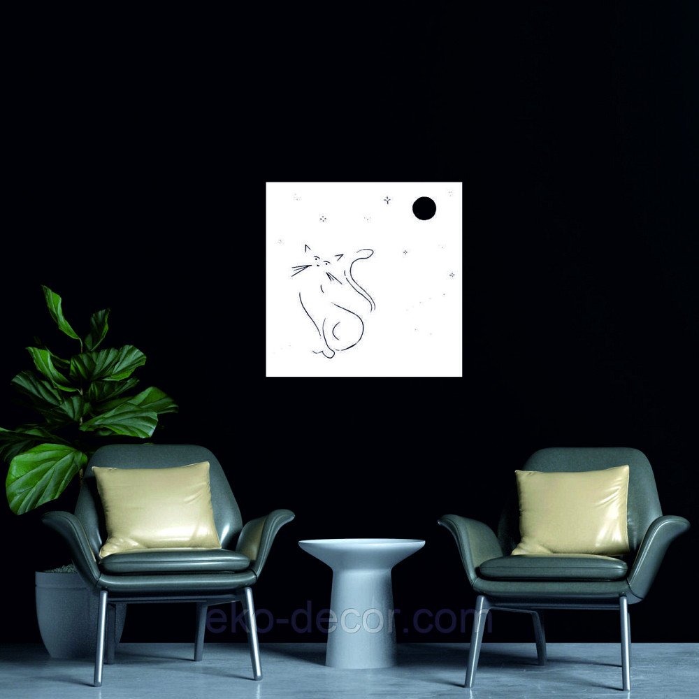 Декоративное настенное 3D Панно «Кот» Декор на стену с объемом 90*90 см, Белый Киев - изображение 5