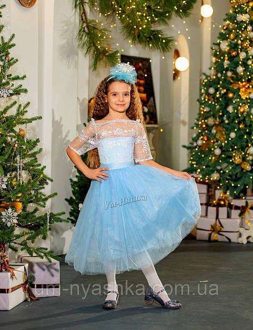 Детское нарядное голубое платье ажурное 110-122 Селеста Кривой Рог - изображение 2