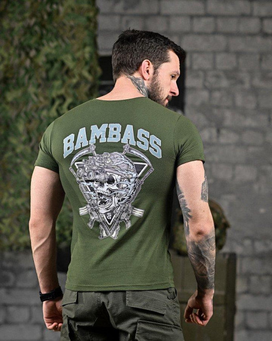 Трикотажна мілітарі футболка череп олива ДЛ6513 Одеса - фото 1