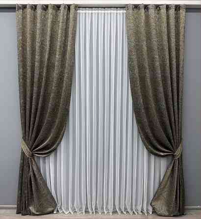 Комплект готовых штор VR-Textil Жакард Fantasy № 1631ш Капучино 100х290 см 2 шт (31-929) Киев