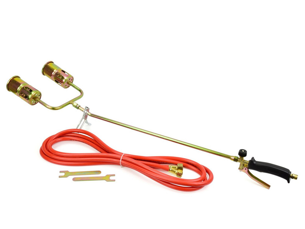 Газовий пальник покрівельних робіт "GeKo" довжиною 85см  на 2 сопла 60мм і шлангом 5,0м Київ - фото 1