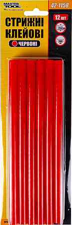 Стрижні клейові MASTERTOOL 11.2х200 мм 12 шт червоні 42-1158 Коломия