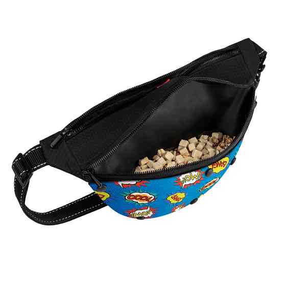 Поясна сумка-бананка WAUDOG Textile для корму та аксессуарів, малюнок "ВАУ", розмір 33*17*10 см Вінниця