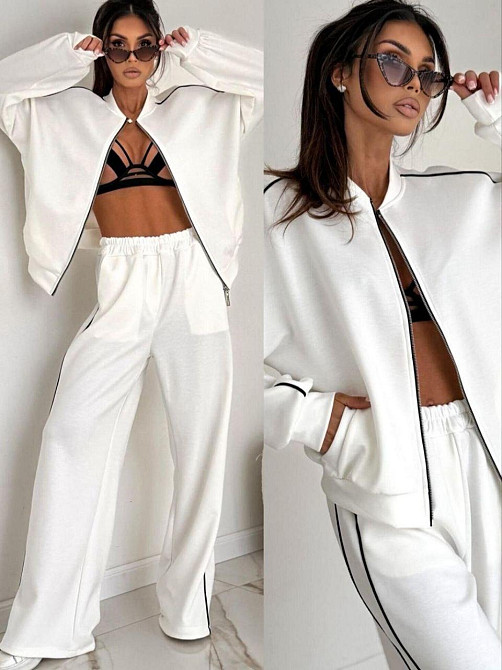 Жіночий стильний повсякденний костюм, двонитка петля Білий, 50/52 Одеса - фото 4