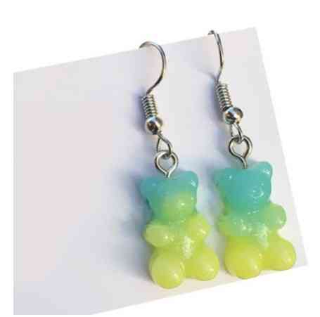 Серьги желейные мишки салатово-голубой Киев