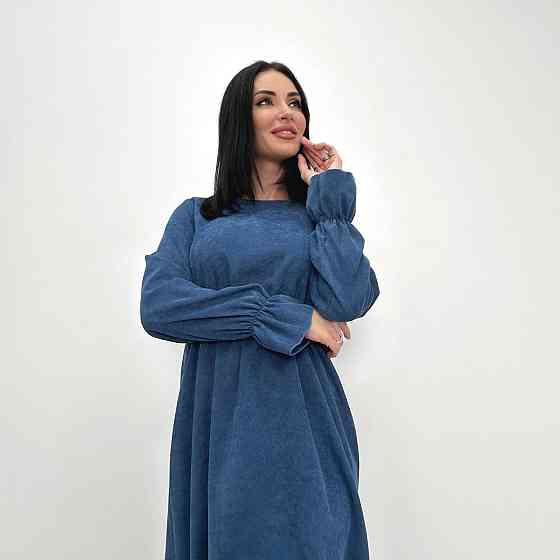 Вельветова сукня із завищеною талією "Wesley" оптом | Норма | Розпродаж моделі Джинс, 42-44 Київ