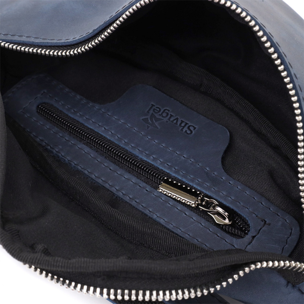 Мужская бананка отменного качества из винтажной натуральной кожи Shvigel 23141 Синий Киев - изображение 8