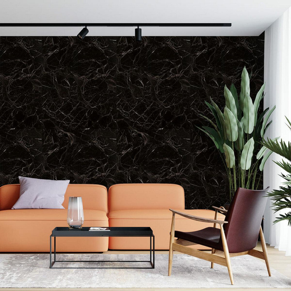 Самоклеящаяся виниловая плитка в рулоне 600х3000х2мм Черный мрамор Глянец SW-00001289 Днепр - изображение 6