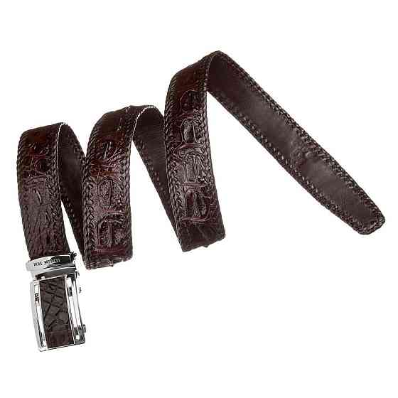 Ремень-автомат CROCODILE LEATHER 18171 из натуральной кожи крокодила Коричневый Киев