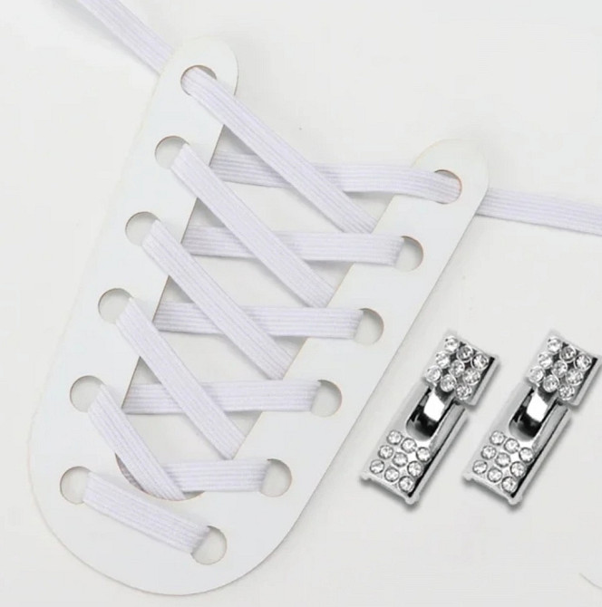 Шнурки эластичные без завязок с металлической застежкой со стразами Смела - изображение 7