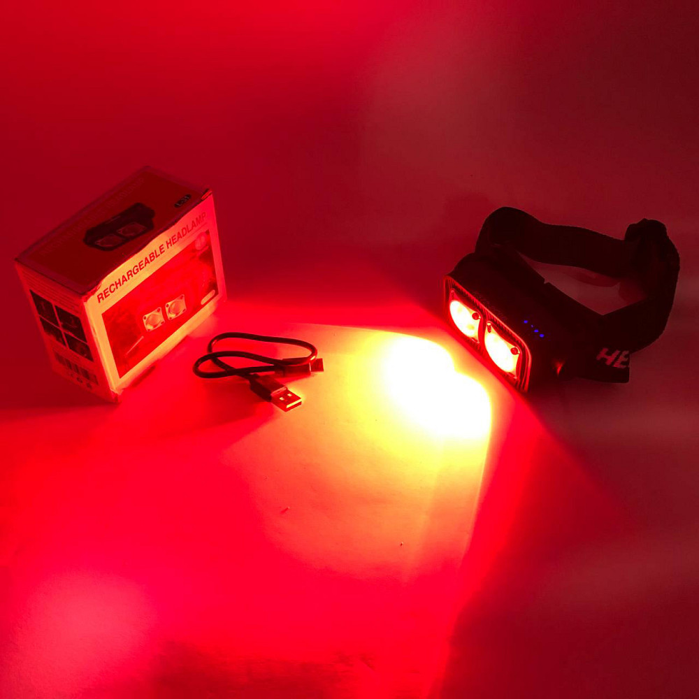 Налобний ліхтар для сто K372-2COB, Тактичний ліхтар з ремінцем для голови Налобний з лінзою OE-12 Львів - фото 13