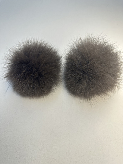 Помпони бубони хутряні песцеві на шапку 10-12см Коричневий Харків - фото 10