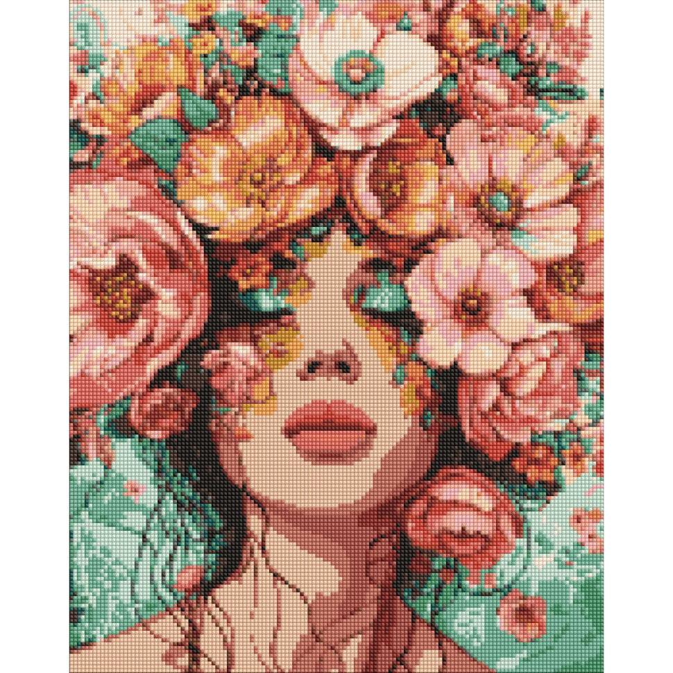 Алмазна мозаїка "Дівчина у квітах" AMO8029, 40х50 см Вінниця - фото 1