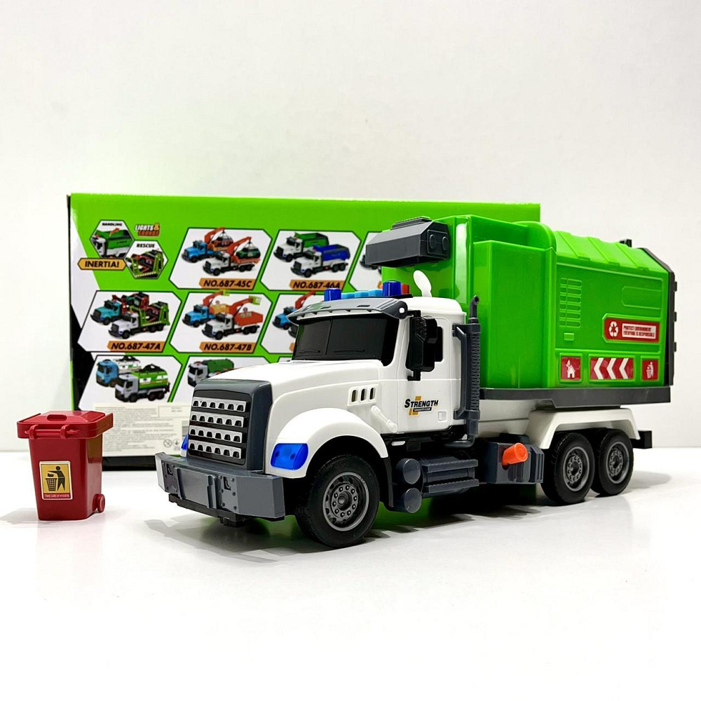 Спецтехніка машинка інерційна звук підсвічування механічне підйом стріли 35 см Зелена (687-46 C)C) Чернігів - фото 5