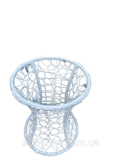 Столик из ротанга круглый белый Киев - изображение 5
