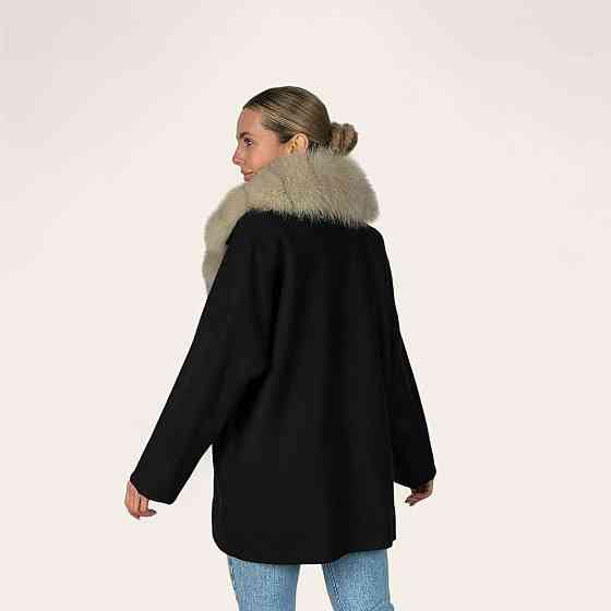 Женское пальто с меховым воротником Черный, 46 Харьков