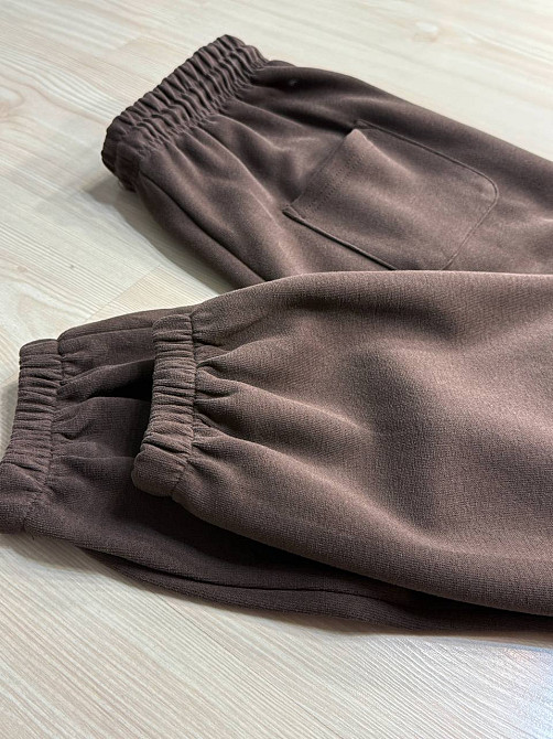 Костюм жіночий A-N 27066 спортивний оверсайз худі на блискавці та джогери коричневий, коричневий, S Київ - фото 5