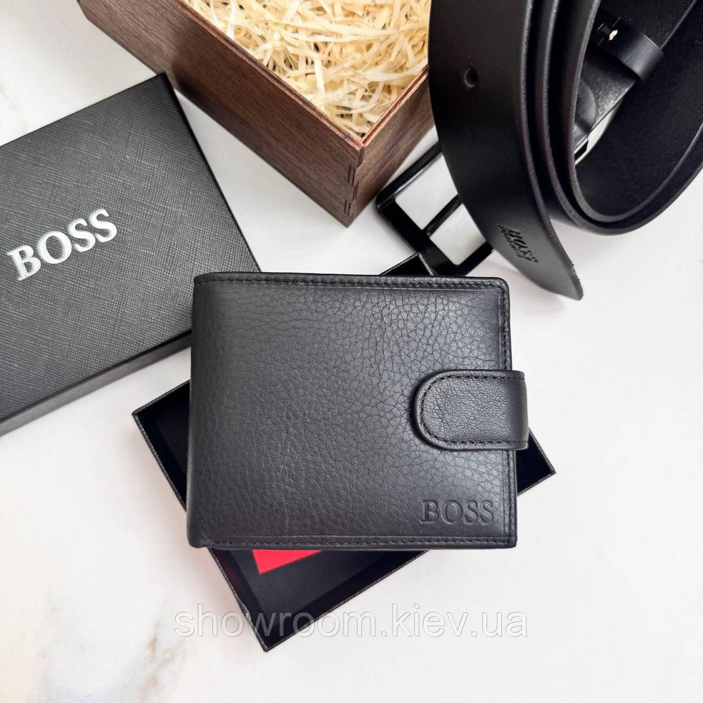 Мужской подарочный набор портмоне и ремень в деревянной коробке Boss (202) Киев - изображение 7