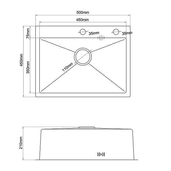 Мойка кухонная 3mm 500х450 Графит 5045HG Mira (000032090) Киев
