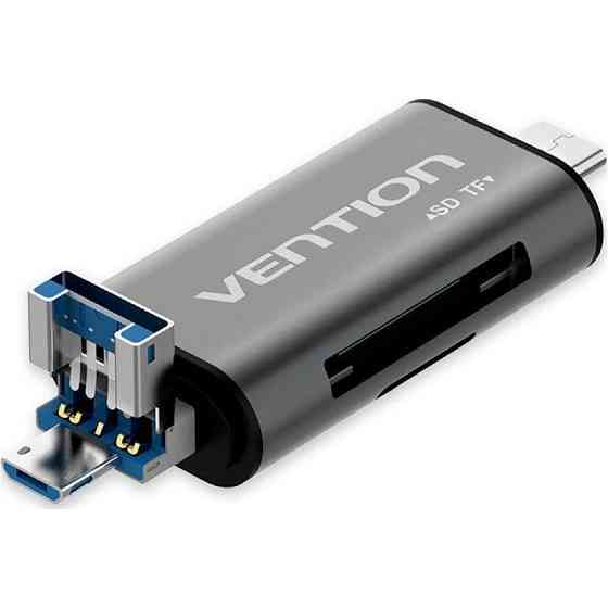 Кардридер Vention USB3.0 Multi-function Card Reader Gray Metal Type (CCHH0) Киев