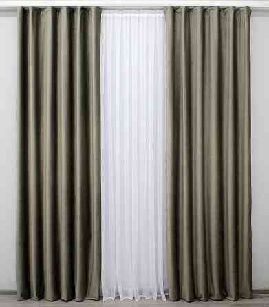 Комплект готових штор VR-Textil Оксамит (бархат) Kadife № 1130ш болотний 150х275 см 2 шт (30-947) Київ