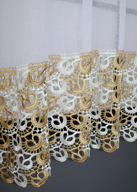 Кухонная арка VR-Textil № 000к микро-лен с макраме белый 270х150 см (51-202) Киев - изображение 2