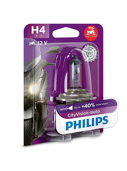Мотолампа галогенова PHILIPS 12342CTCBW CITYVISION MOTO +40% H4 60/55W 12V P43t 1pcs/bli Харків - фото 1