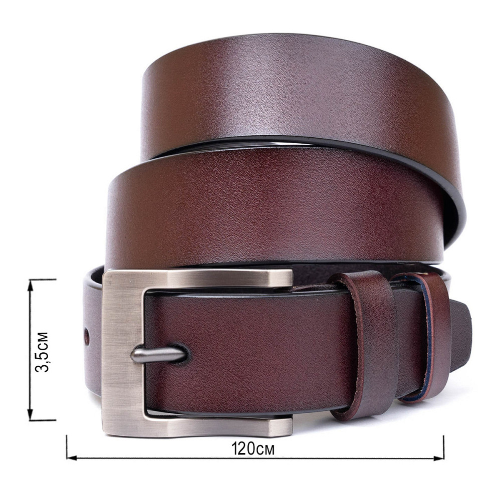 Ремень мужской с классической пряжкой Коричневый (Vintage) Киев - изображение 7