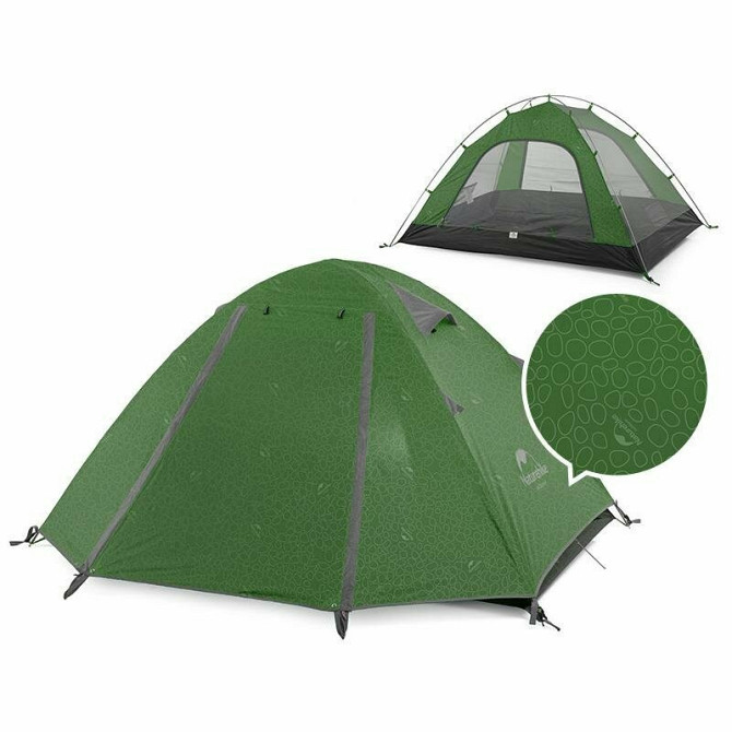 Двомісний намет Naturehike P-Series NH18Z022-P 210T 65D (Темно-зелений) Вінниця - фото 1