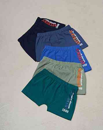 Боксеры подростковые однотонные - сбоку надпись. Набор из 5 шт. Nicoletta 30608 12-13 Киев