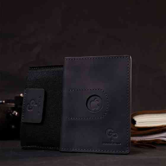 Надійна шкіряна обкладинка на паспорт з утримувачем для Apple AirTag (GRANDE PELLE) Київ