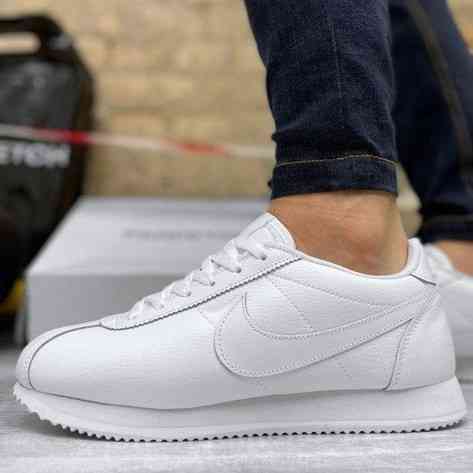 Мужские Кроссовки Nike Cortez Белые Кожаные Найк (размеры: 43,44,45,46) Видео Обзор Днепр
