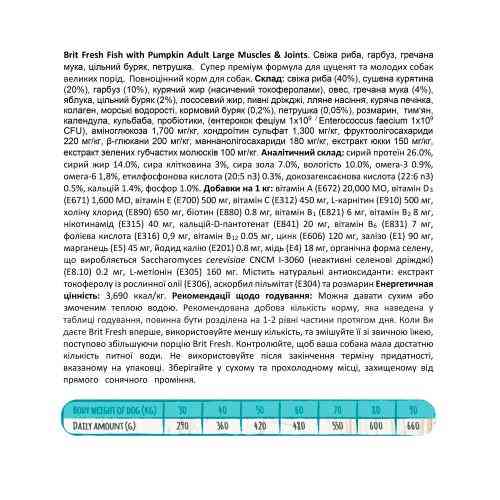 Корм сухий Brit Fresh Fish/Pumpkin Adult Large для дорослих собак великих порід для м язів та суглобів з рибою та гарбузом 1 Київ