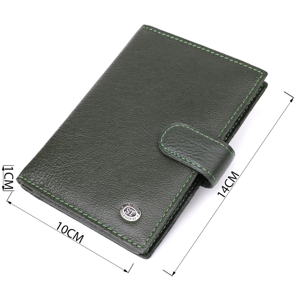 Оригінальна обкладинка на документи унісекс із натуральної шкіри ST Leather 23119 Зелений Київ - фото 9