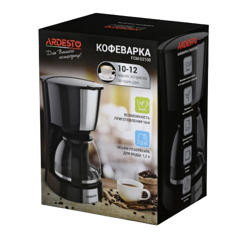 Кавоварка електрична крапельна 1200мл чорний/сріблястий FCM-D2100 Ardesto Житомир