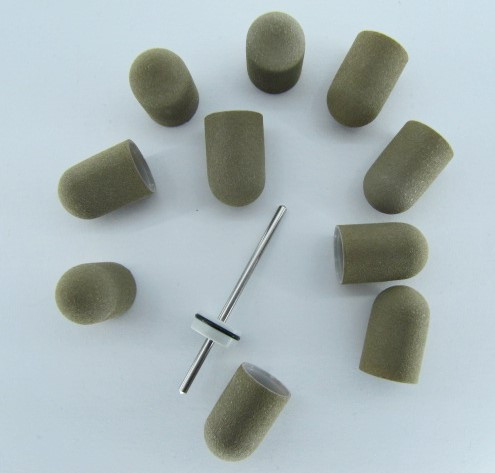 Набор Колпачки педикюрные на пластиковой основе 180 гритт серый полировочный 10 шт плюс основа держатель. Киев - изображение 2