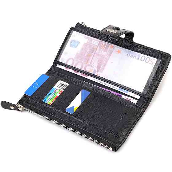 Классический женский кошелек с удобным функционалом из натуральной кожи CANPELLINI 21717 Черный Киев