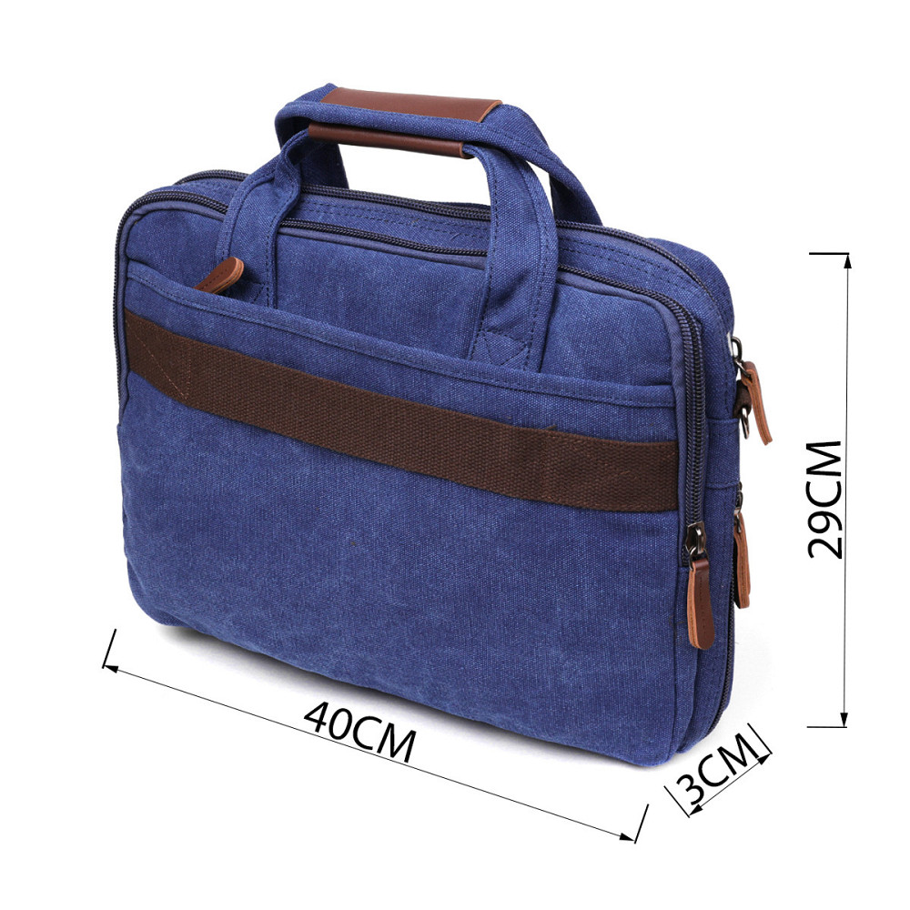 Сумка текстильная для ноутбука на два отделения Vintage 20179 Синяя Киев - изображение 4