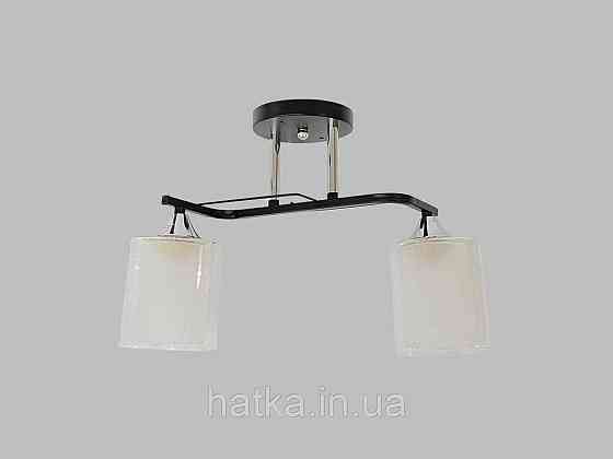 Люстра стельова класична на 2 плафони метал та скло VALESO 2433B/2 Чорний+Хром Київ