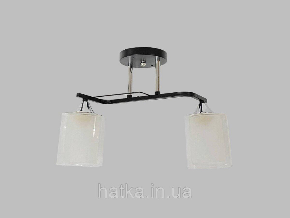 Люстра стельова класична на 2 плафони метал та скло VALESO 2433B/2 Чорний+Хром Київ - фото 1