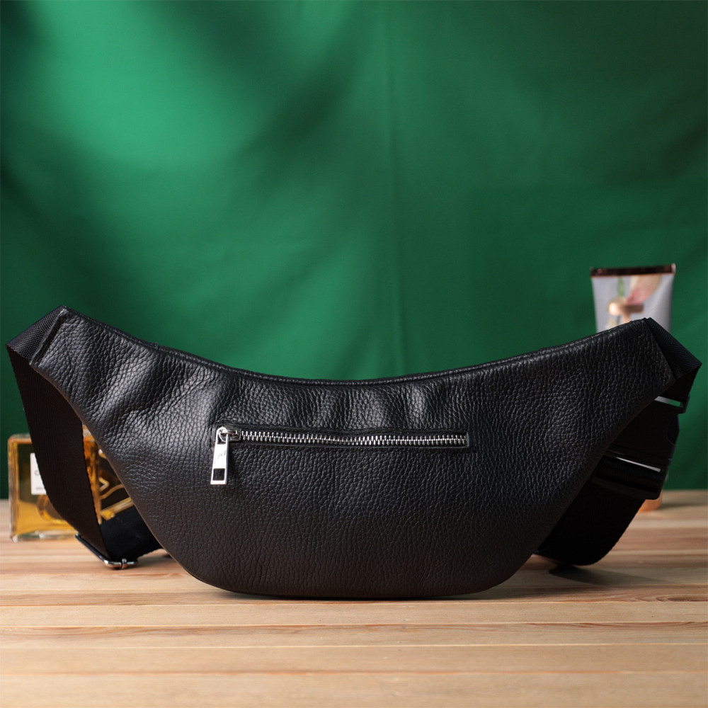 Удобная сумка-бананка унисекс из натуральной кожи Shvigel 22824 Черная Киев - изображение 10