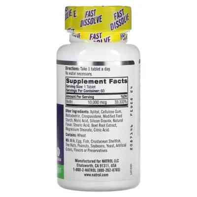 Витамин Natrol Биотин быстрорастворимый, 10000 мкг, вкус клубники, Biotin, Fa (NTL-06885) Винница