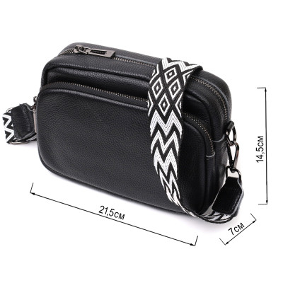 Сумка Vintage Компактная женская кросс-боди из натуральной кожи Черная (22294) Винница - изображение 7