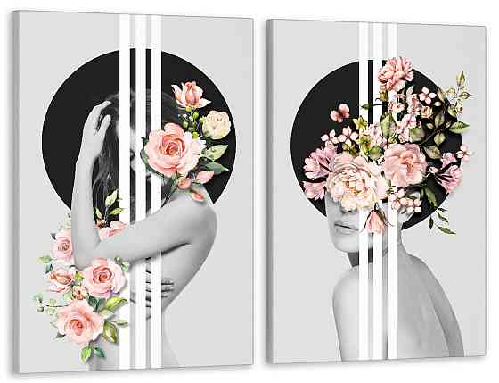 Модульная картина в гостиную / спальню   Дівчина в ніжних  квітах  TLV-2_062 90x132 см Київ