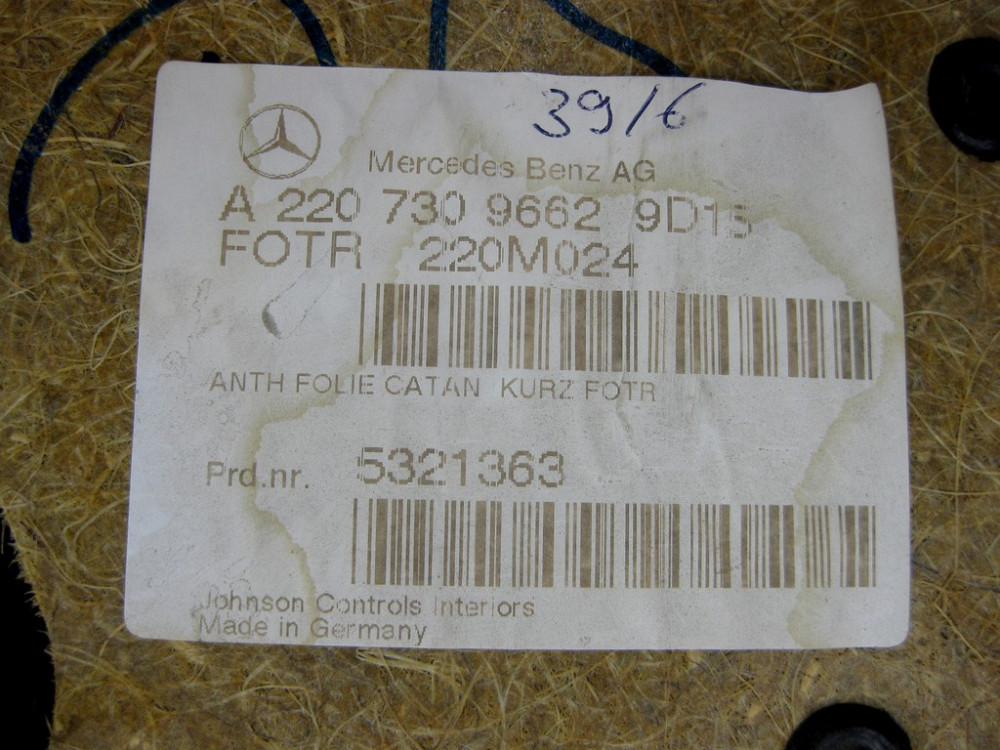 Mercedes-Benz  A2207309662 9D15 Карта задніх правих дверей шкіра колір "антрацит" S-class short W220 Одеса - фото 13